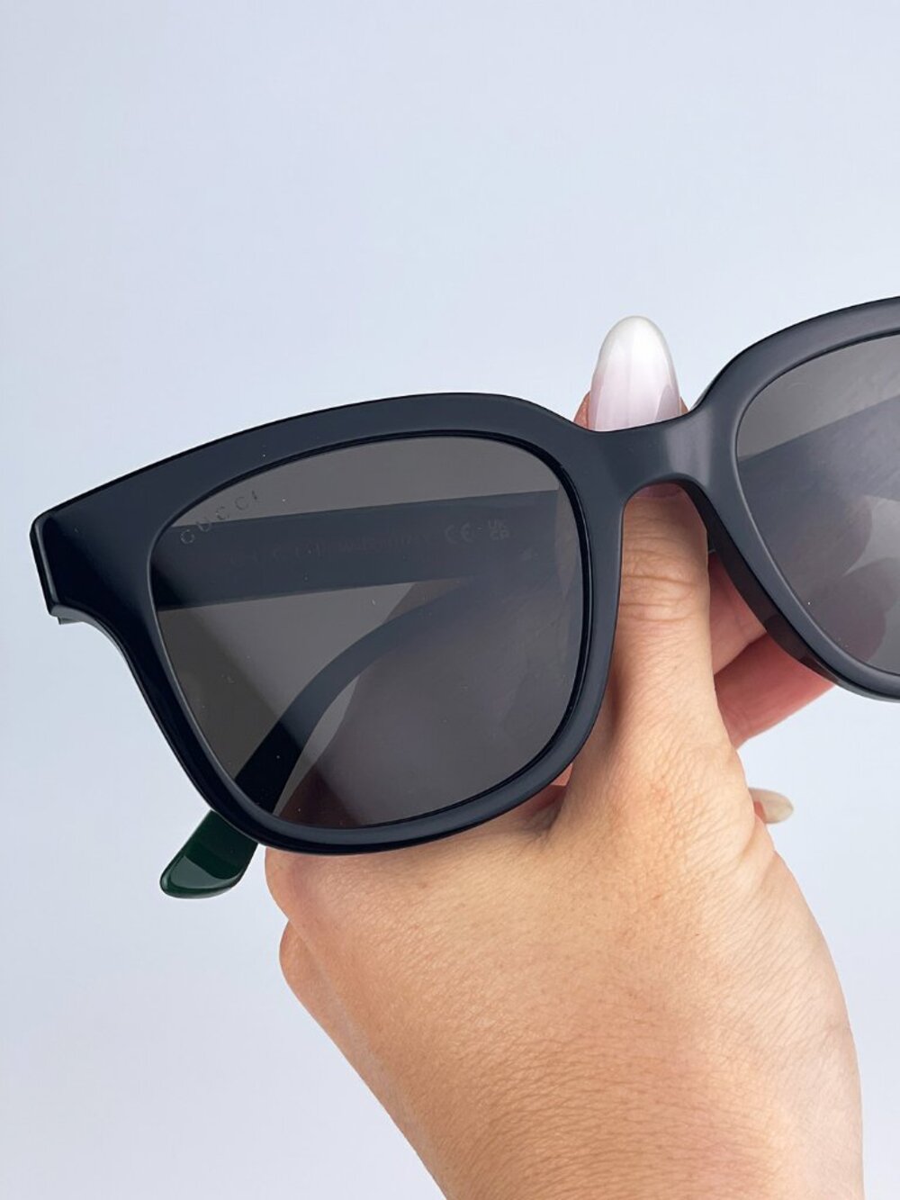 Gucci GG0847SK 001 Sunglasses Black Green Grey Square Unisex - Picture 1 of 13